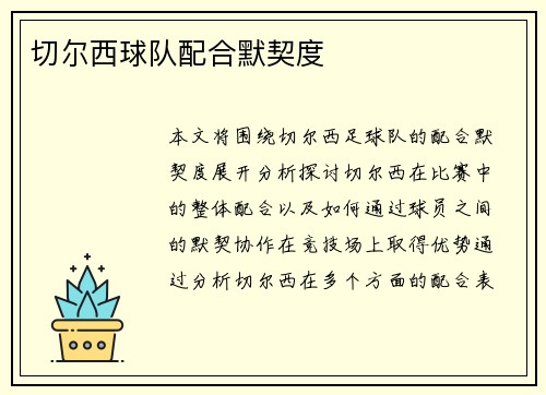 切尔西球队配合默契度